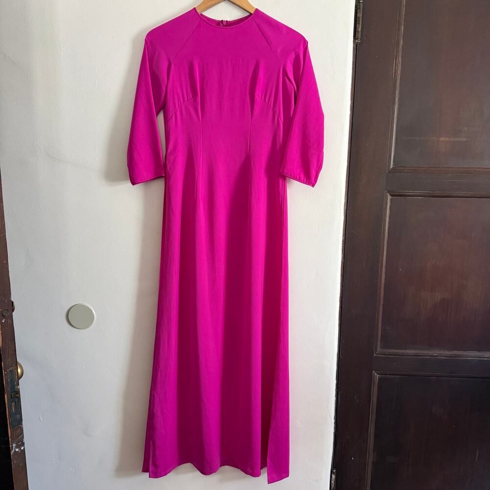 Vintage Fuschia Vietnamese Ao Dai | Approx Size Small Magenta High Slit Tunic